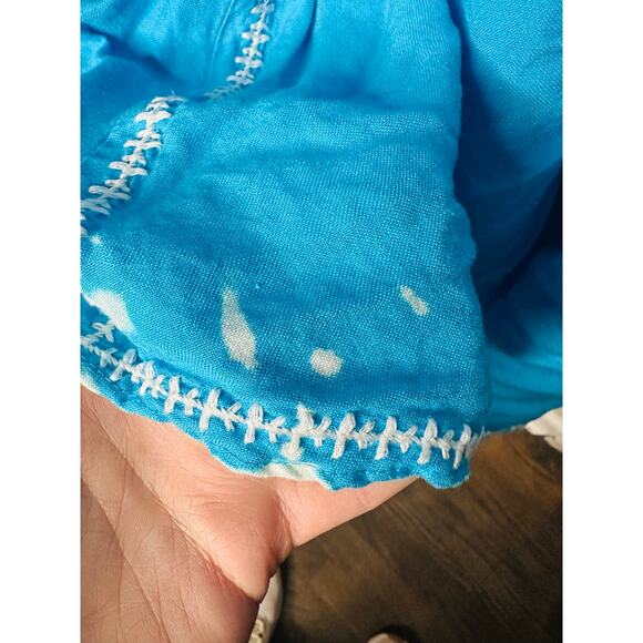 ESTEBAN CORTAZAR COLLECTIVE Aqua Hourglass White Stitch Midi Dress Size Medium - Picture 12 of 15